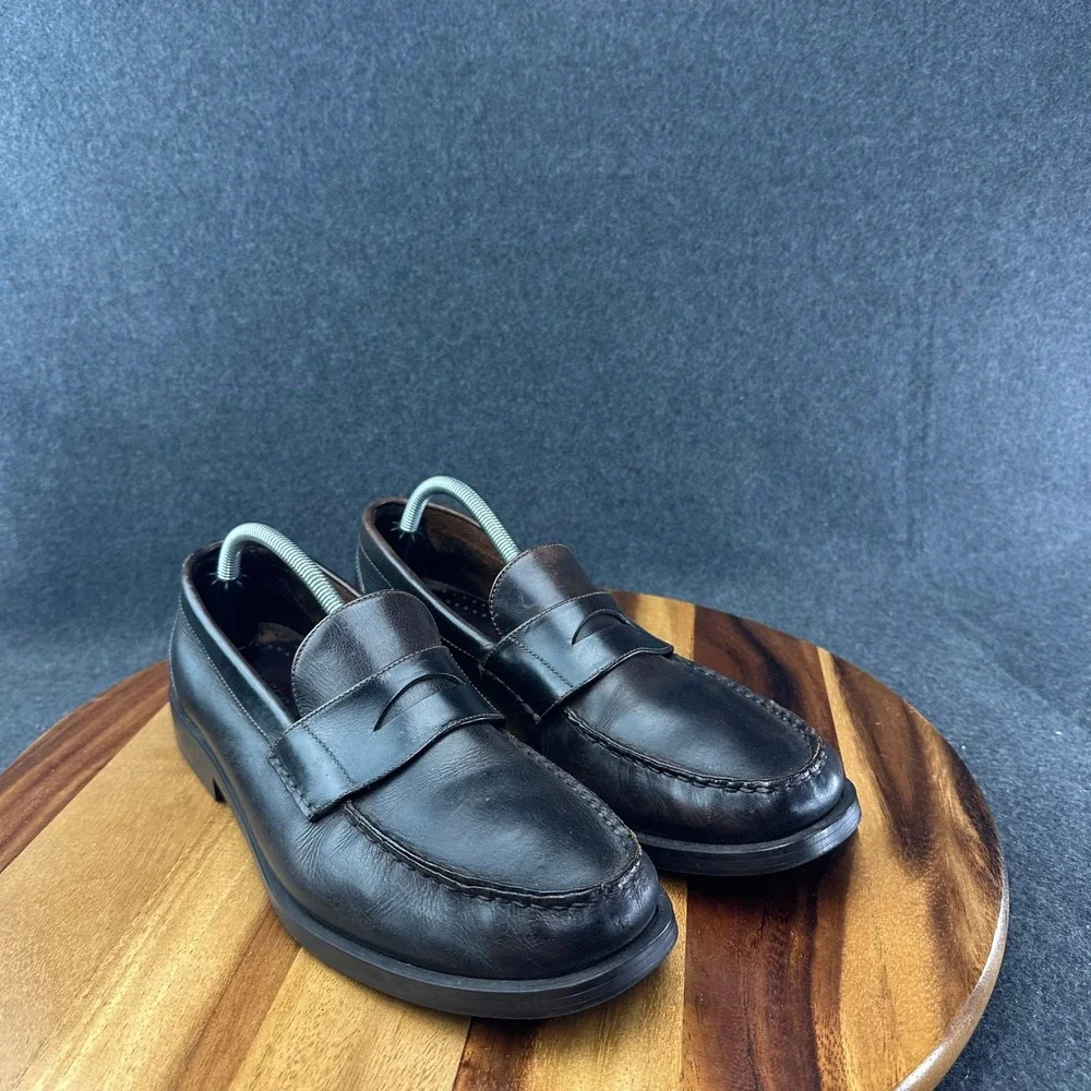G.H. Bass Theo Mens Dark Brown Leather Penny Loafers Brazil Size 10M RM35